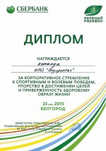 Диплом за участие в «Зеленом Марафоне» (23 мая 2015 г.)